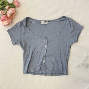 Pull&Bear Baby Blue Crop Top
